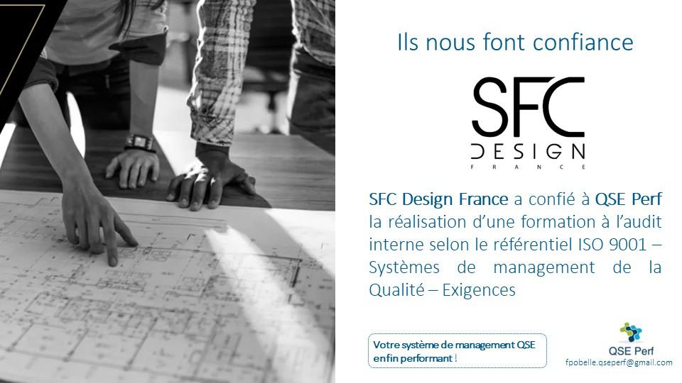 SFC design fait confiance à QSE Perf pour une mission d'audit interne ISO 9001