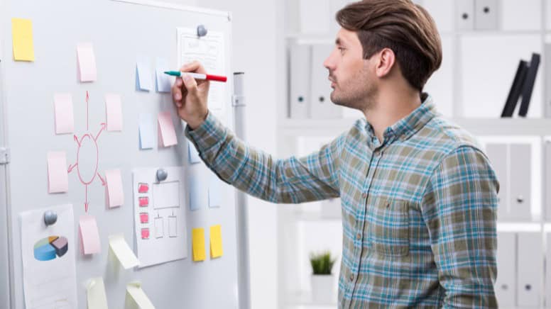 Un consultant en train définir un plan d'action pour la certification d'un organisme de formation