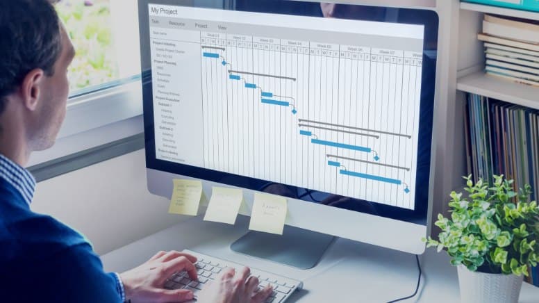 Un professionnel qui utilise le diagramme de Gantt